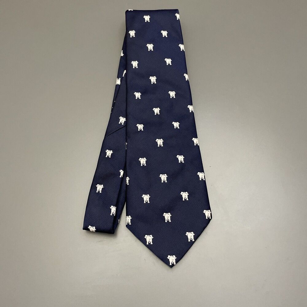 Camalier & Buckley Tie Necktie Funny Design Rear Of Elephant Dark Blue/navy VNTG